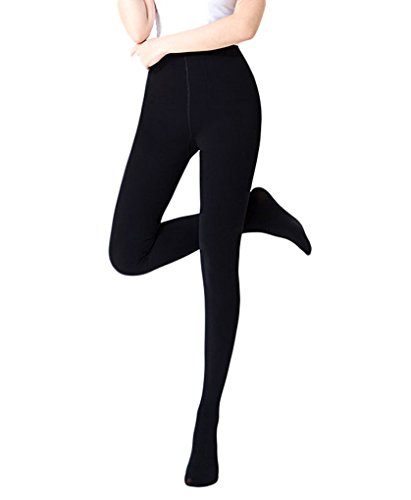 Romastory Winter Warm Women Elastic Leggings Pants Fleece Lined Thick Tights S/M Size (Footed-Black)