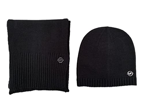 Michael Michael Kors Women`s Scarf And Hat 2 Piece Set (Black(539227C-001)/S, One Size)