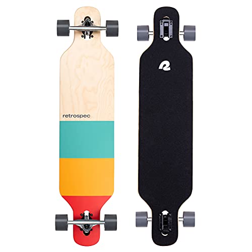 Retrospec Rift Drop-Through Longboard Skateboard Complete Canadian Maple Wood Cruiser w/Drop-Through Trucks for Commuting, Cruising, Carving & Downhill Riding