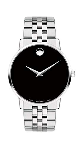 Movado Men's Museum Stainless Steel Watch with Concave Dot Museum Dial, Silver/Black (Model 607199)