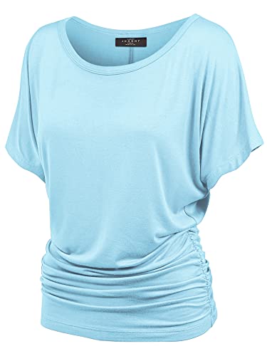 MBJ WT817 Womens Dolman Drape Top with Side Shirring XL Aqua