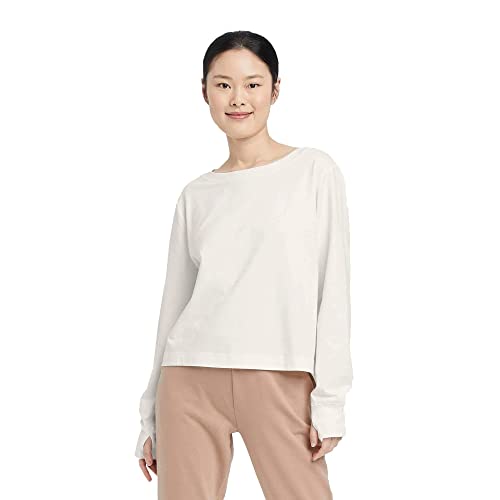 All in Motion Women's Supima Cotton Long Sleeve Top - (as1, Alpha, x_l, Regular, Regular, Cream)