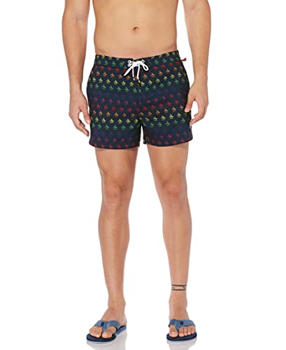 Original Penguin Men's Pride Rainbow Pete Print Swim Short, Dark Sapphire, 34