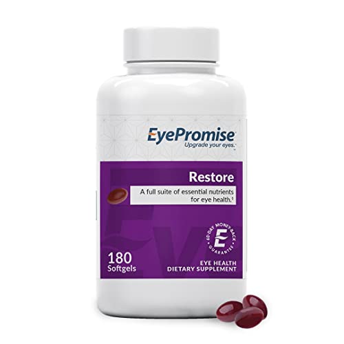 EyePromise Restore Supplement - 180 Softgel Capsules Containing Lutein, Vitamin C, Vitamin D, Vitamin E, Omega-3 Fish Oil, and Zeaxanthin - A Patented and Complete Eye Health Formula