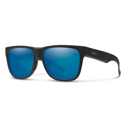 SMITH Lowdown 2 Sunglasses – Performance Sports Active Sunglasses For Running or Everyday Wear – For Men & Women – Matte Black + Blue ChromaPop Polarized Mirror Lenses