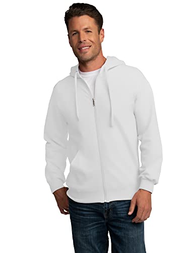 Fruit of the Loom Men's Eversoft Fleece Sweatshirts & Hoodies, Full Zip-White, Medium