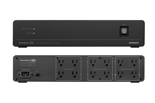 AudioQuest - PowerQuest 303 High-Performance Power Conditioner with 12 AC outlets, 2m Detachable AC Power Cable, and 2RU Rack Ears. Perfect for TV, AV Receiver, Xbox, Playstation, Soundbar