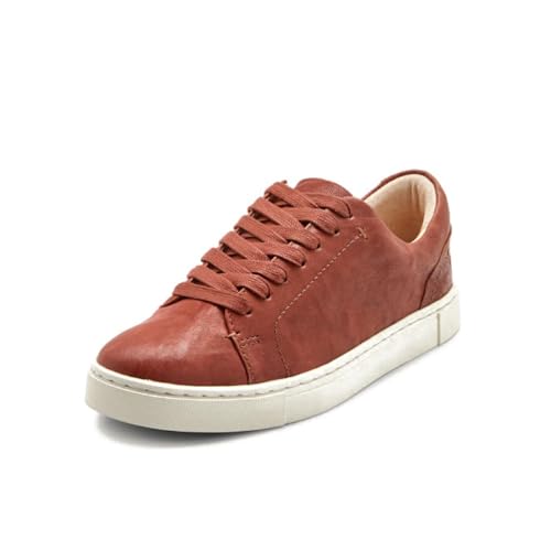 Frye Ivy Low Lace Sneakers for Women Crafted from Soft, Vintage Italian Leather with Removable Molded Footbed, Leather Lining, and Contrast White Rubber Outsoles, Cognac - 7.5M