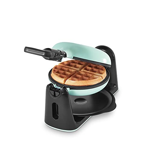 DASH Flip Belgian Waffle Maker With Non-Stick Coating for Individual 1' Thick Waffles – Aqua