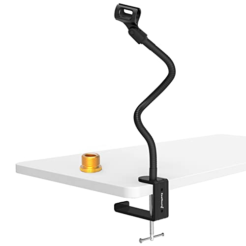 ZealSound Microphone Stand,Flexible Gooseneck Desktop Mic Stands Holder with Heavy Duty Desk Clamp,3/8' to 5/8' Screw Adapter Include 360 Adjustable Compact Mic Arm for Blue Snowball Ice Spark (Black)