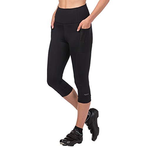 Terry Cycling Capris for Women Padded Bike Capris, Holster Hi-Rise High Waist Knicker, Regular & Plus Size Capris - Black, Large
