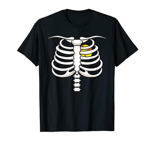 Softball Heart Halloween Skeleton Costume T-Shirt