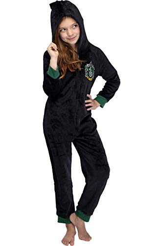 Harry Potter Unisex Kids Slytherin Hooded One-Piece Pajama Union Suit (7/8)