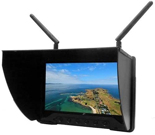 Flysight Black Pearl RC801 FPV Monitor with DVR 5.8Ghz 40CH 7' HD Screen Diversity Receiver 1024x600 Monitor with Integrated Battery and Sunshade Hood for DJI Phantom (RPSMA ANT)