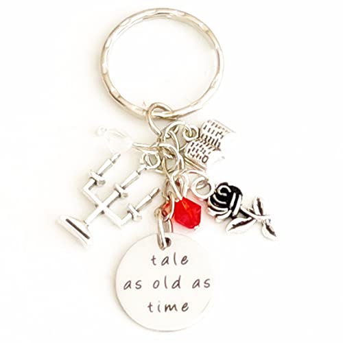 Hanalea Island Jewelry Co. Beauty and the Beast Belle Accessories Silver Charm Keychain Tale as Old as Time Gift for a Princess Who Has Found Her True Love I Merchandise for Women