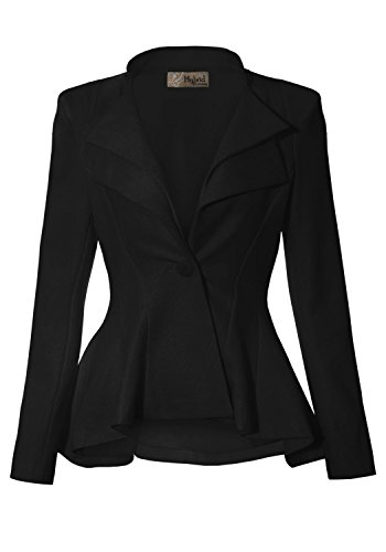 Hybrid & Company Womens Double Notch Lapel Office Blazer JK43864 1073T Black Small