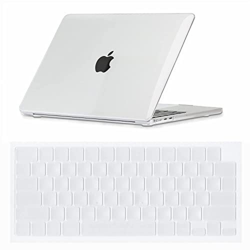 Se7enline Compatible with MacBook Air M2 Case 2022 Clear Crystal Hard Laptop Cover for Mac Air 13.6-inch New Air Model A2681&Keyboard Protector,Clear, Crystal Clear, 13.6 inch (M2) (M-C1347)