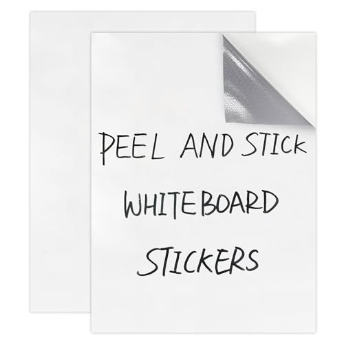 Dry Erase Board Sticker- Whiteboard Stickers-8.27''x11.69'' Removable Dry Erase Sheets- Fridge Dry Erase Paper for Wall/Desk/Refrigerator/Door/Locker/Home/Office/Classroom (White-2Pcs)