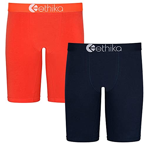 Ethika Mens Staple Boxer Brief | 2-Pack Blue and Orange (AST, Large)