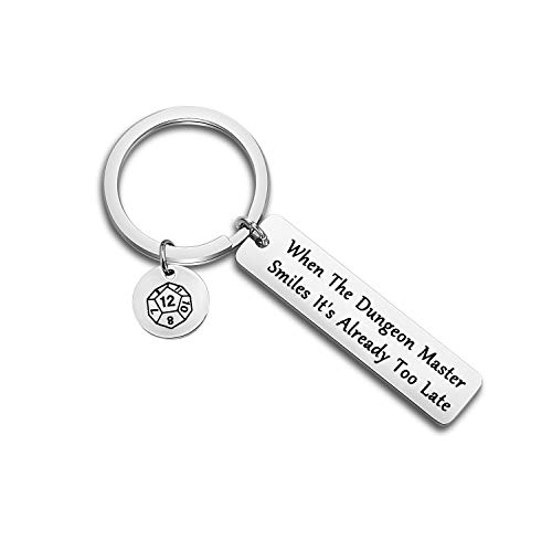 ENSIANTH When The Dungeon Master Smiles It's Already Too Late Keychain Dungeon Master Gift Funny DND Gifts (Dungeon Master Gift)