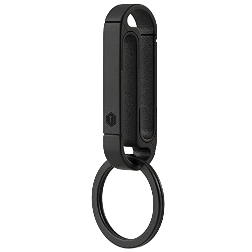 KeyUnity KM10 Double Side Carabiner Keychain Clip, EDC Titanium Snap On Key Holder for Belt (PVD Black)