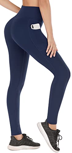 Heathyoga Leggings with Pockets for Women Tummy Control High Waist Yoga Pants with Pockets for Workout Athletic Leggings Blue