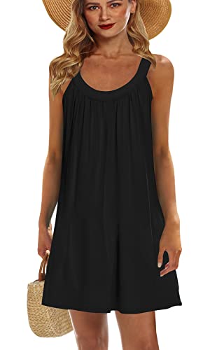 Bluetime Swimsuit Cover Ups for Women Swimwear Bathing Suit Swim Beach Tank Dress Coverups Black