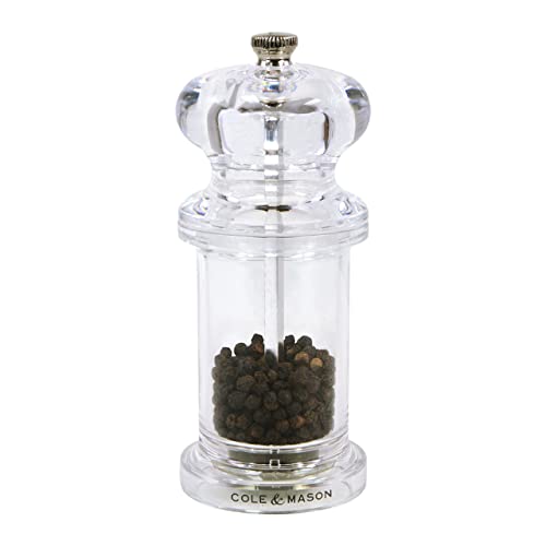 COLE & MASON 505 Pepper Grinder- Acrylic Mill Includes Precision Mechanism and Premium Peppercorns