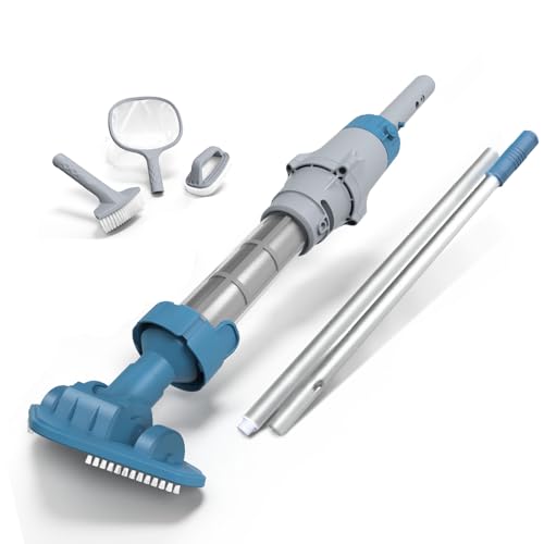 (2023 New) KOKIDO Rechargeable Spa Hot Tub Vacuum Essential Kit - Multi-Angle Vac Head, Aluminum Pole and 3 handtools - Skimmer, Srubber and Brush. for Spa, Hot Tub, Inflatable Pools, XTROVAC 100