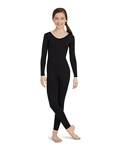 Capezio girls Girls' Team Basic Long Sleeve Unitard athletic leotards, Black, 10 12 US