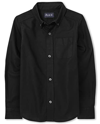 The Children's Place,boys,Long Sleeve Oxford Shirt,Black,X-Large