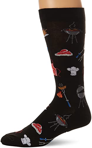 K. Bell Socks mens Food and Drink Fun Novelty Crew Casual Sock, Grill Master (Black), Large US