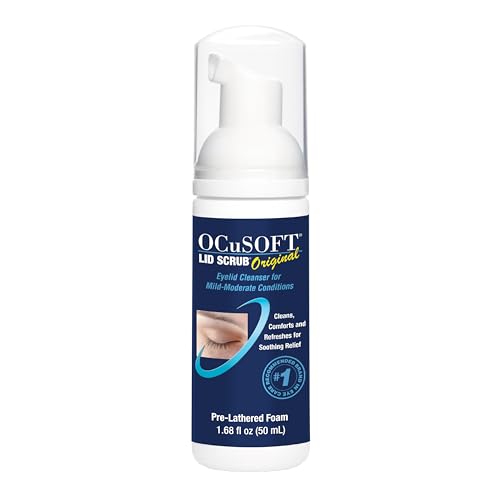 OCuSOFT Lid Scrub Original Foaming Eyelid Cleanser - Mild Instant Foaming Eyelid & Eyelash Cleanser - Daily Eyelid Wash to Remove Oil, Dust, Pollen & Eye Makeup - 1.68 fl oz