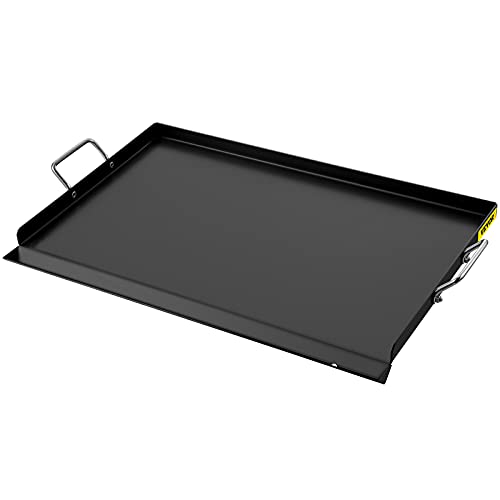 VEVOR Carbon Steel Griddle, Griddle Flat Top Plate, Griddle for BBQ Charcoal/Gas Gril with 2 Handles, Rectangular Flat Top Grill with Extra Drain Hole for Tailgating and Parties (16'x24')
