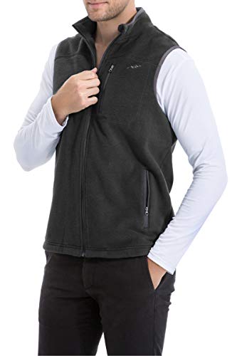 TRAILSIDE SUPPLY CO. Men's Full-zip Polar Fleece Vest Lightweight Sleeveless Jacket Black Size Large