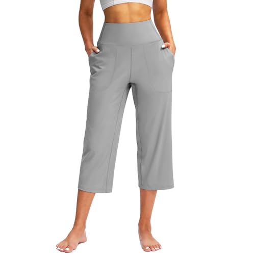 Lightning Deals Lightning Deals of Today Clearance, Capri Pants for Women Summer Wide Leg Capri Pants with Pockets Tummy Control Yoga Capris Plus Size Cropped Pants My Orders Placed Recently by Me