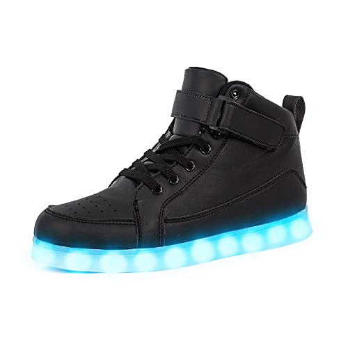 IGxx LED Light Up Shoes for Men USB Recharging High Top LED Sneakers Women Kids Black