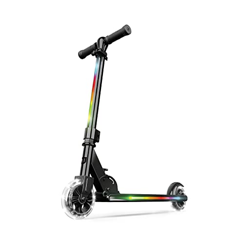 Jetson Scooters - Mars Kick Scooter (Midnight Black) - Collapsible Portable Kids Push Scooter - Lightweight Folding Design with High Visibility RGB Light Up LEDs on Wheels and Deck