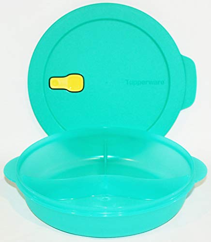 Tupperware Crystalwave Large Divided Microwave Dinner Dish Teal Green
