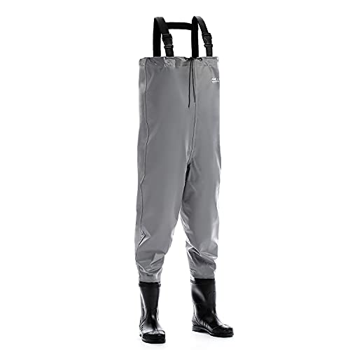 Foxelli Chest Waders - 2-ply Nylon/PVC Waterproof Fishing Waders for Men & Women with Boots, Lightweight Bootfoot Waders