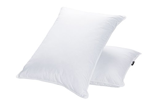 JA COMFORTS Goose Feather Down Bed Pillows for Sleeping(2 Packs)-Standard/Queen(20IN×28IN),High Fill Weight,Double-Layer Downproof Fabric Design,Goose Down Filling,600 Thread Count,Cotton Cover