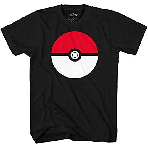 Pokemon Men's Pokémon Poké Ball Icon Trainer T-Shirt, Black, Large