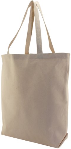 School Smart Canvas Large Washable Tote Bag, 16-3/4 X 17-1/2 X 5 in, Natural