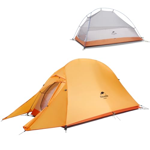 Naturehike Cloud Up 1 Person Tent Lightweight Backpacking Tent with Footprint - 3 Season Camping Hiking Waterproof Backpack 1 Man Tent(210T Orange)