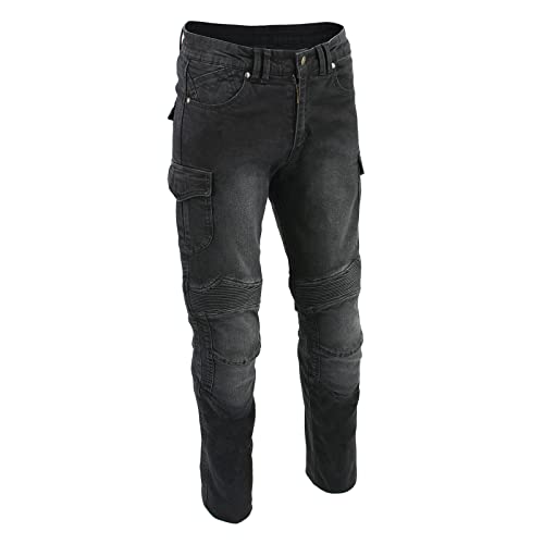 Milwaukee Leather MDM5011 Men's Black Knee Flex Armored Straight Cut Motorcycle Denim Jeans Reinforced with Aramid Fibers - 30