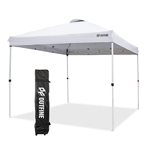 OUTFINE Pop-up Canopy 10x10 Patio Tent Instant Gazebo Canopy with Wheeled Bag,Canopy Sandbags x4,Tent Stakesx8 (Light White, 10 * 10FT)