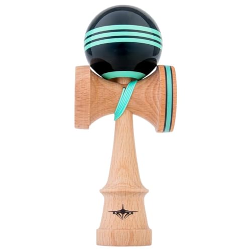 Kendama USA - Kaizen Triple Stripe Kendamas - for Players of All Levels, Carrying Bag Included (Black & Blue)