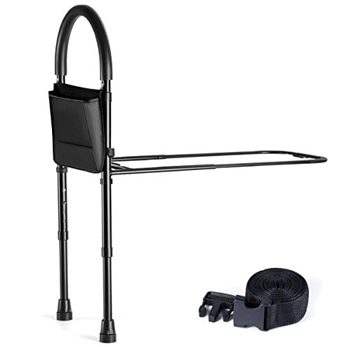 Medical king Bed Assist Rail with Adjustable Heights - with Storage Pocket - for Seniors with Hand Assistant bar - Easy to get in or Out of Bed Safely with Floor Support