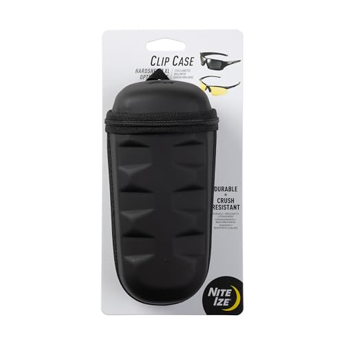 Nite Ize Clip Case Hardshell XL Optics Case - Sunglasses Organizer for Travel - Pouch Case for Eyeglasses - Black