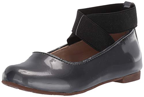 Elephantito Girls' Melissa Flats Ballet, Patent Steel, 8 Medium US Toddler